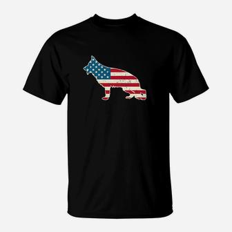 German Shepherd 4Th Of July Dog Usa American Flag T-Shirt - Monsterry