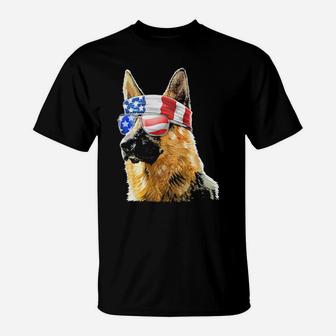 German Shepherd 4Th Of July Patriotic American Flag T-Shirt - Monsterry