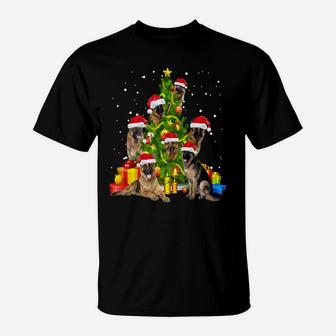 German Shepherd Christmas Tree Gift X-Mas Santa Hat Sweatshirt T-Shirt | Crazezy