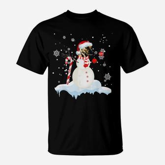 German Shepherd Snowman Dancing On Snow Xmas T-Shirt - Monsterry