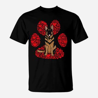 German Shepherd Valentines Day Dog Love Paw T-Shirt - Monsterry CA