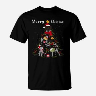 German Wirehaired Pointer Christmas Tree Xmas Dog Lover Sweatshirt T-Shirt | Crazezy