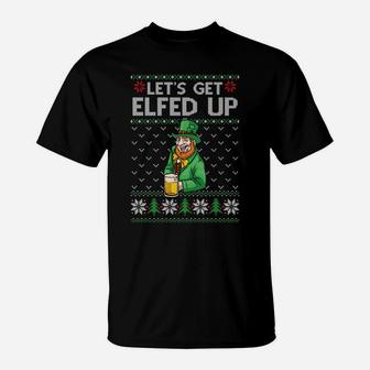 Get Elfed Up Elf Drink Beer Irish Funny Xmas Ireland Sweatshirt T-Shirt | Crazezy