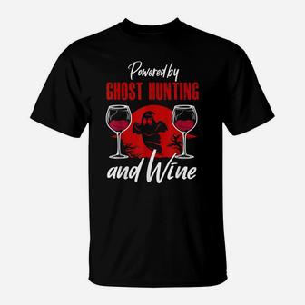 Ghost Hunting Shirt Funny Wine Lover Ghost Hunter Paranormal T-Shirt | Crazezy AU