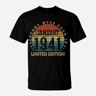 Gift 80 Years Old Legends January 1941 80Th Birthday Gifts T-Shirt | Crazezy