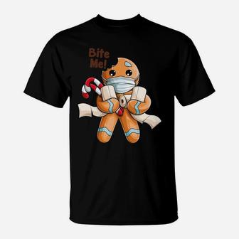 Gingerbread Man Bite Me Gifts For Christmas Funny Sweatshirt T-Shirt | Crazezy UK