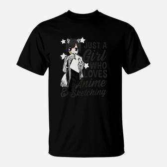 Girl Just A Girl Who Loves And Sketching Drawing T-Shirt | Crazezy