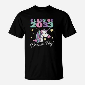 Girls Class Of 2033 Grow With Me Magical Unicorn T-Shirt | Crazezy CA