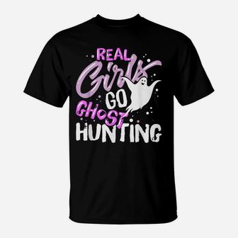Girls Go Ghost Hunting Funny Paranormal Investigator Girl T-Shirt | Crazezy DE