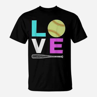 Girls Love Softball Best Fun Birthday Players Lovers T-Shirt | Crazezy