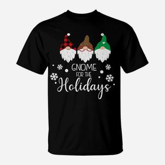Gnome For The Holidays Cute Christmas Buffalo Plaid Cheetah T-Shirt | Crazezy UK