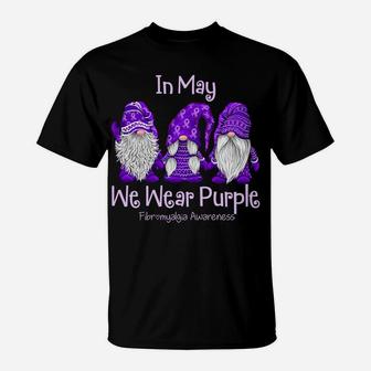 Gnome In May We Wear Purple Fibromyalgia Awareness T-Shirt | Crazezy UK
