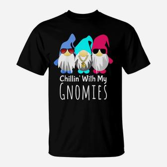 Gnome Shirt Chillin With My Gnomies Mythical Gnome Gift Raglan Baseball Tee T-Shirt | Crazezy UK