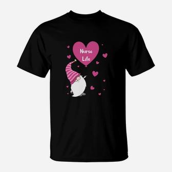 Gnome Valentine Nurse Life T-Shirt - Monsterry