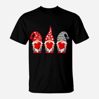 Gnomes Hearts Valentine Day Shirts For Couple Raglan Baseball Tee T-Shirt | Crazezy