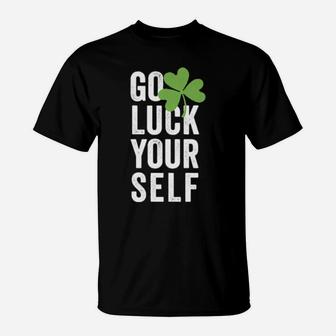 Go Luck Yourself Vintage Shamrock Irish St Pats Day T-Shirt - Monsterry DE