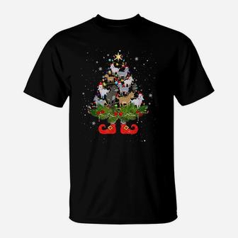 Goats Christmas Tree Lights Funny Santa Hat Lover T-Shirt | Crazezy CA