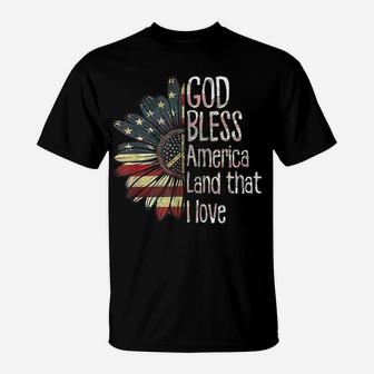 God Bless America Land That I Love Usa Flag Flower Patriotic T-Shirt | Crazezy UK