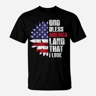 God Bless America Land That I Love Usa Flag Flower Patriotic T-Shirt | Crazezy AU