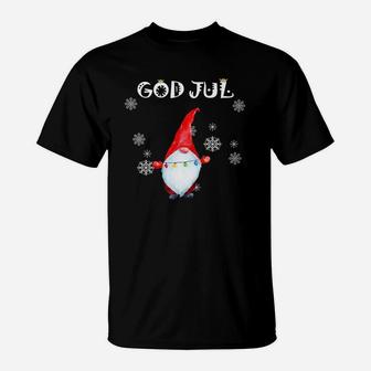 God Jul Long Sleeve Tee Scandinavian Merry Christmas Gnome T-Shirt | Crazezy UK