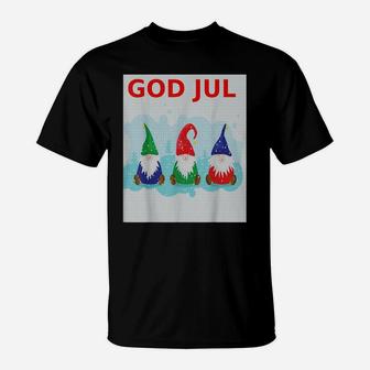 God Jul Scandinavian Merry Christmas Tomte Elf Gnome T-Shirt | Crazezy