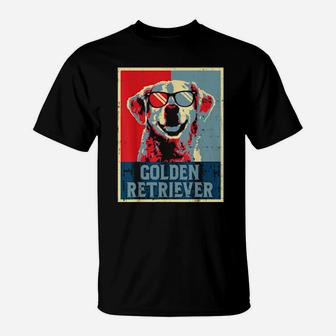 Golden Retriever Obama Poster Vintage Dog Owner T-Shirt - Monsterry AU