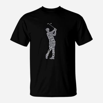 Golf Golfer Typography T-Shirt | Crazezy