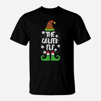 Golfer Elf Family Christmas Party Funny Gift Pajama T-Shirt | Crazezy UK