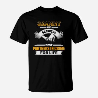 Grammy And Grandson Best Partners In Crime For Life T-Shirt - Thegiftio UK