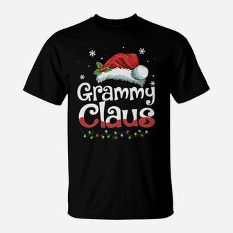 Grammy Claus Santa Hat Matching Family Christmas Pajama Gift T-Shirt | Crazezy