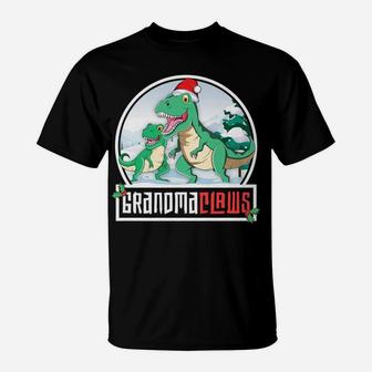 Grandma Claws T-Rex Dinosaur Matching Family Christmas T-Shirt | Crazezy