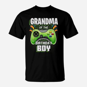 Grandma Of The Birthday Boy Matching Video Gamer Party T-Shirt | Crazezy