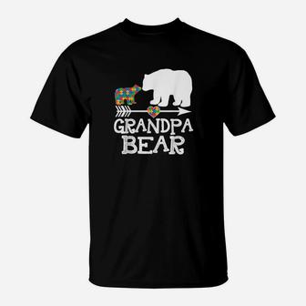 Grandpa Bear Autism Family Grandpa Autism Awareness T-Shirt - Monsterry