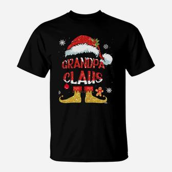 Grandpa Claus Christmas Santa Hat Family Group Matching T-Shirt | Crazezy