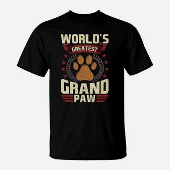Grandpa Dog Lover Grandpaw Worlds Greatest Grand Paw T-Shirt | Crazezy
