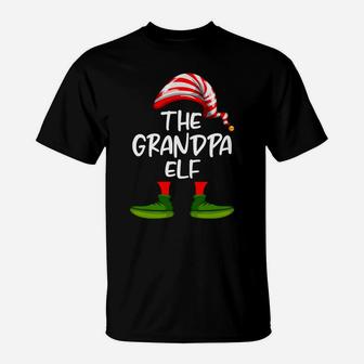 Grandpa Elf Family Matching Christmas Funny Gift Pajama T-Shirt | Crazezy