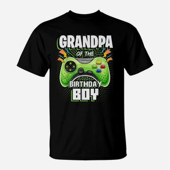 Grandpa Of The Birthday Boy Matching Video Gamer Party T-Shirt | Crazezy
