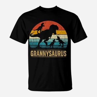 Granny Dinosaur T Rex Grannysaurus 3 Kids Funny Mother's Day T-Shirt | Crazezy CA