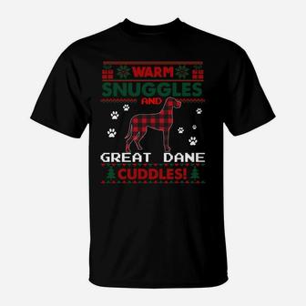 Great Dane Dog Red Buffalo Plaid Gift Ugly Christmas Sweater T-Shirt | Crazezy