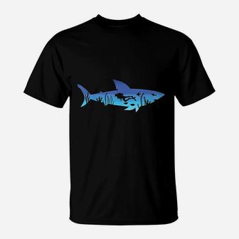 Great White Shark Diving Outfit Gift For Diver Women Men T-Shirt | Crazezy
