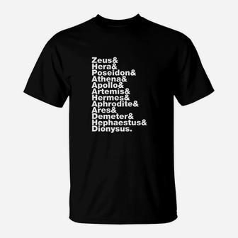 Greek Gods Helvetica List Mythology Gift T-Shirt | Crazezy AU