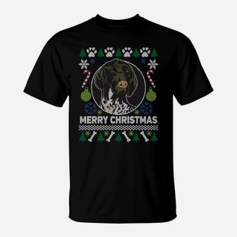 Gsp German Shorthaired Pointer Merry Christmas Ugly Xmas Dog Sweatshirt T-Shirt | Crazezy