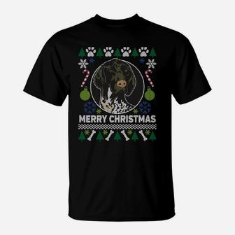Gsp German Shorthaired Pointer Merry Christmas Ugly Xmas Dog T-Shirt | Crazezy