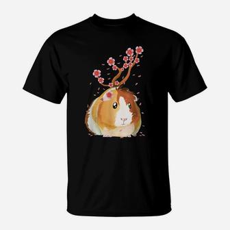 Guinea Pig Shirt Japanese Cherry Blossom Flower Vintage Gift T-Shirt | Crazezy