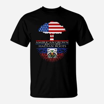Haitian Roots American Grown Tree Flag Usa Haiti Gift T-Shirt | Crazezy