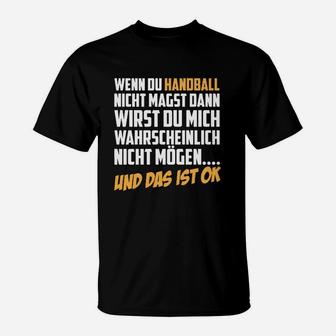 Handball-Fan T-Shirt mit Spruch für Fans, Unisex Schwarzes Tee - Seseable