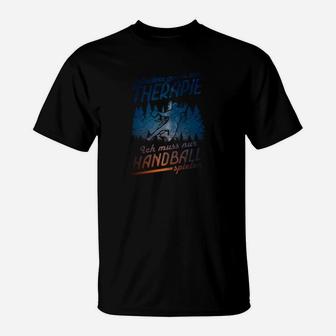 Handball Wolf Motiv Schwarzes T-Shirt, Sportliches Design mit Schriftzug - Seseable