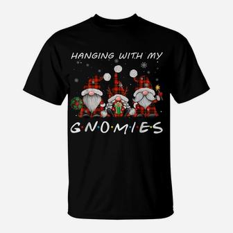 Hanging With Gnomies Gnome Christmas Xmas Buffalo Plaid Red T-Shirt | Crazezy CA