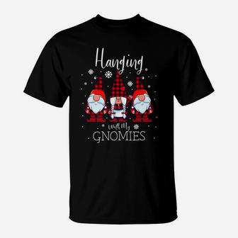 Hanging With My Gnomies Christmas Buffalo Plaid Garden Gnome T-Shirt | Crazezy