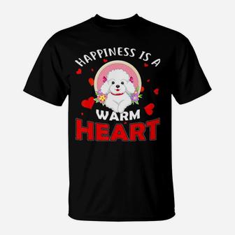 Happiness Is A Warm Puppy Poodles Cute Valentines Day T-Shirt - Monsterry AU